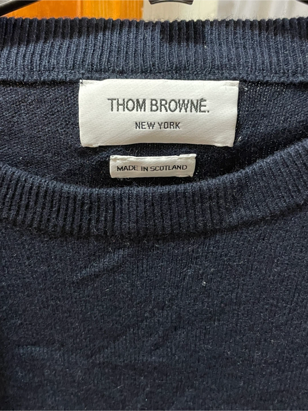 THOM BROWNE Navy Blue Sweater with White Stripes - photo 4