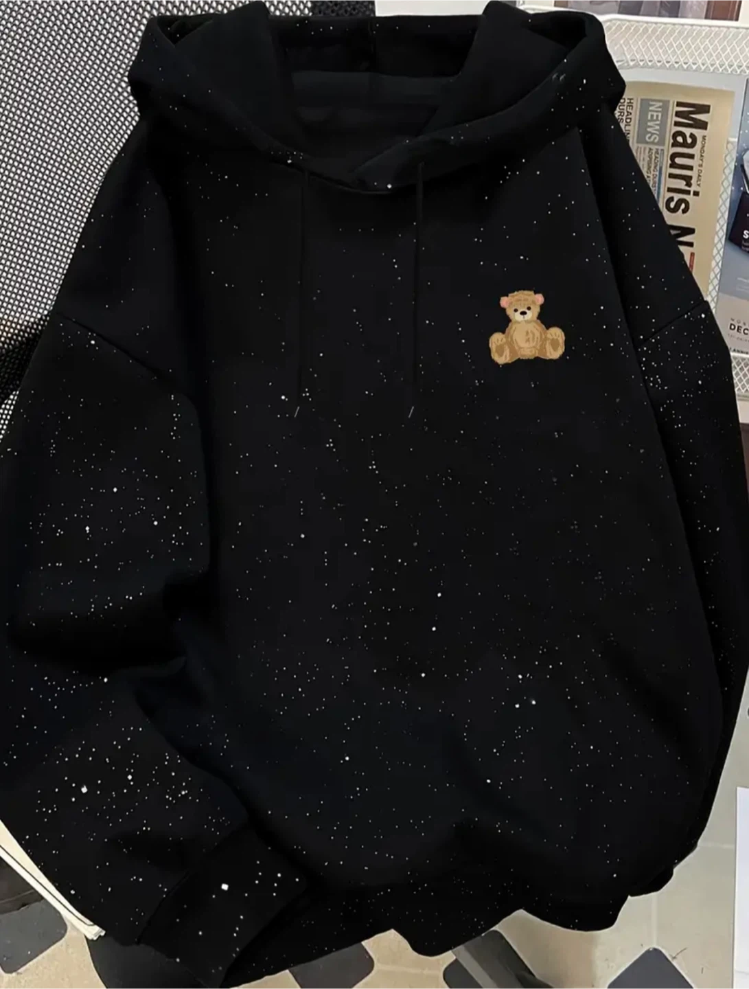 New Black hoodie with teddy bear