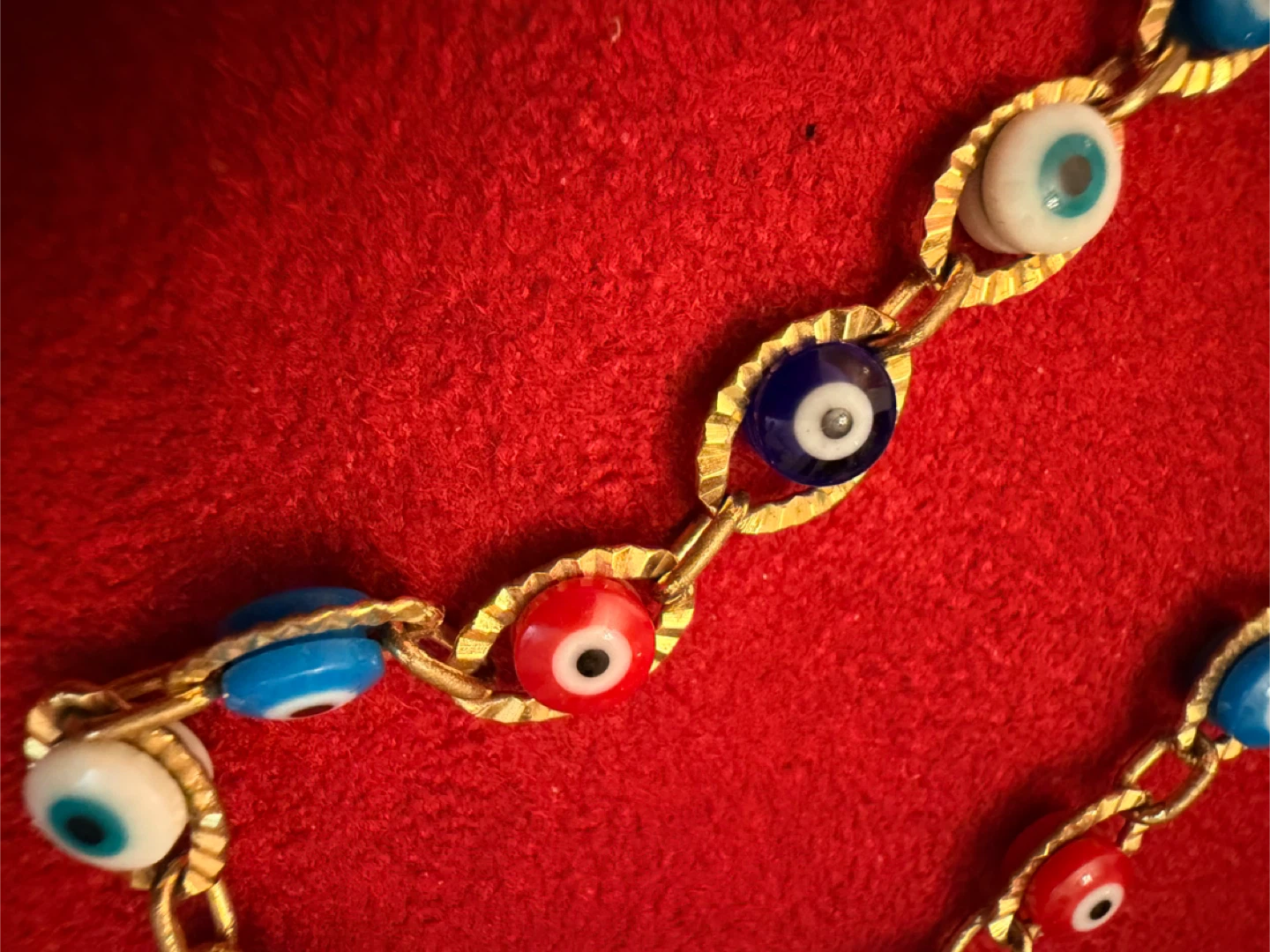 Gold Tone Evil Eye Charm Bracelet