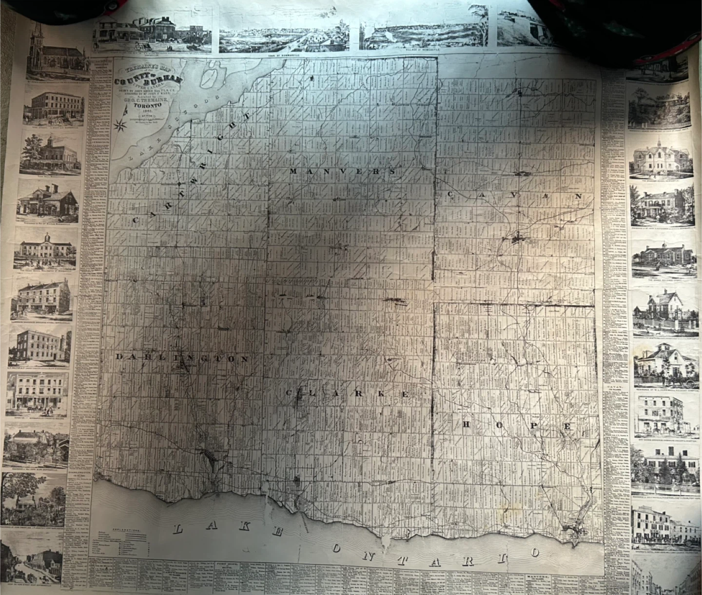 Vintage 1881 Durham County Ontario Map
