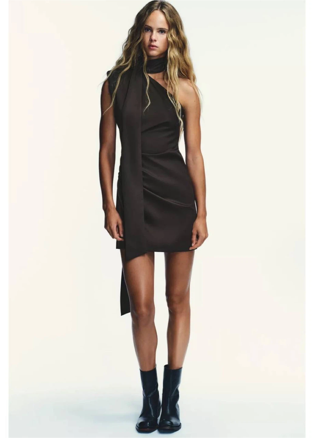 ZARA Asymmetric Scarf Mini Dress – Size S - photo 4