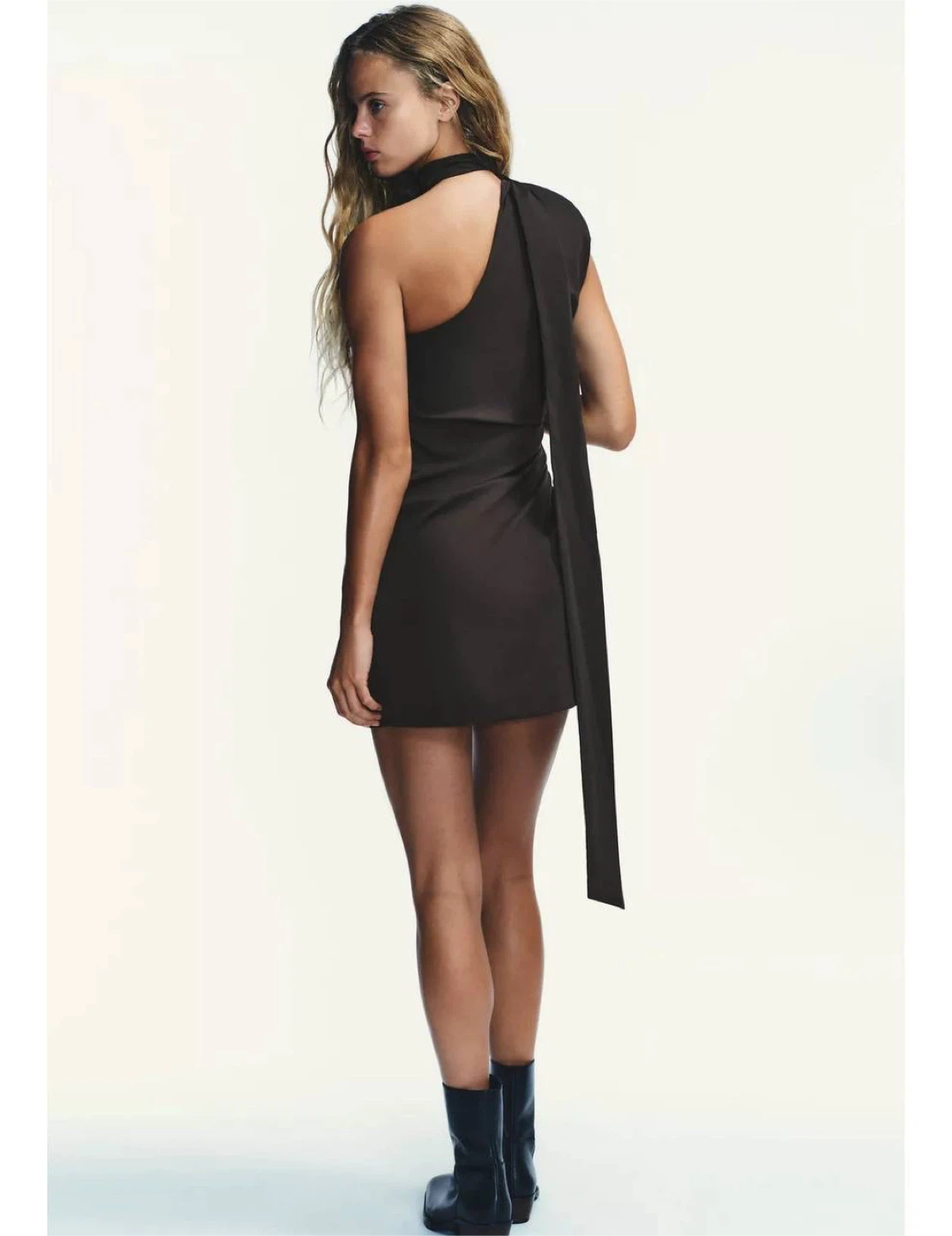 ZARA Asymmetric Scarf Mini Dress – Size S - photo 2