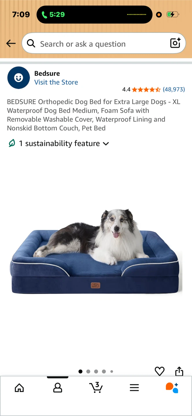 Bedsure Orthopedic Dog Bed - Large, Blue