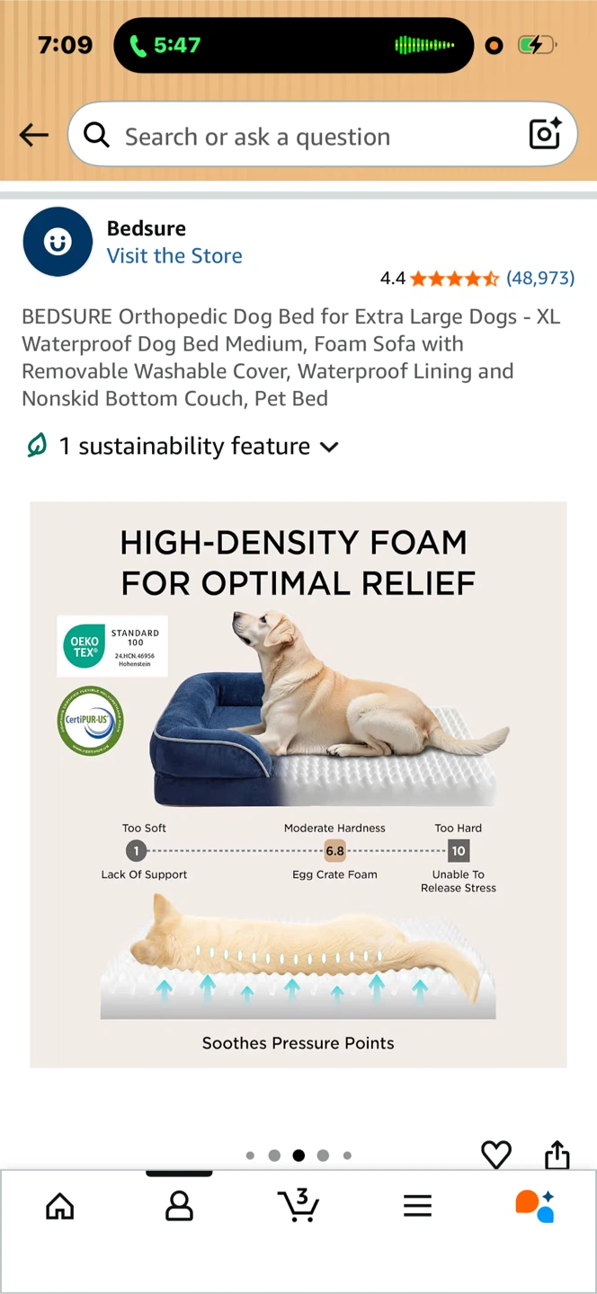 Bedsure Orthopedic Dog Bed - Large, Blue - photo 3