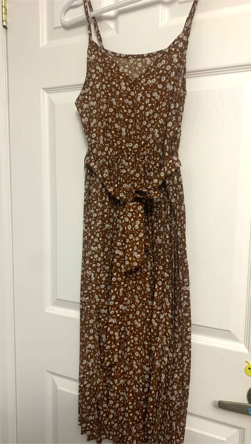 SHEIN Brown Floral Print Midi Dress - photo 2