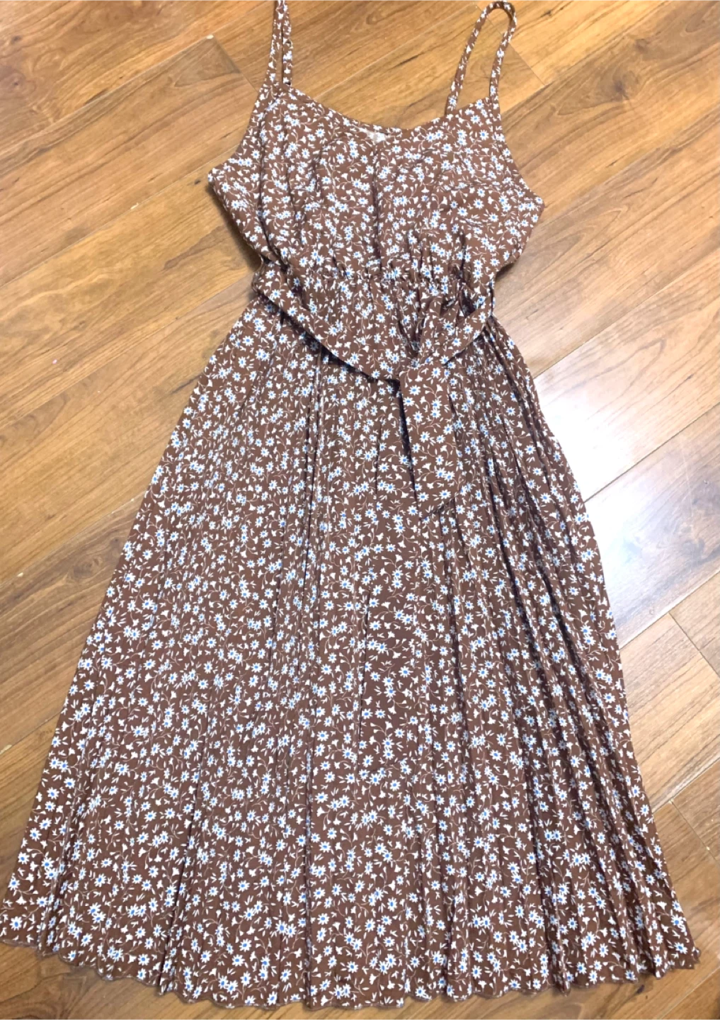 SHEIN Brown Floral Print Midi Dress