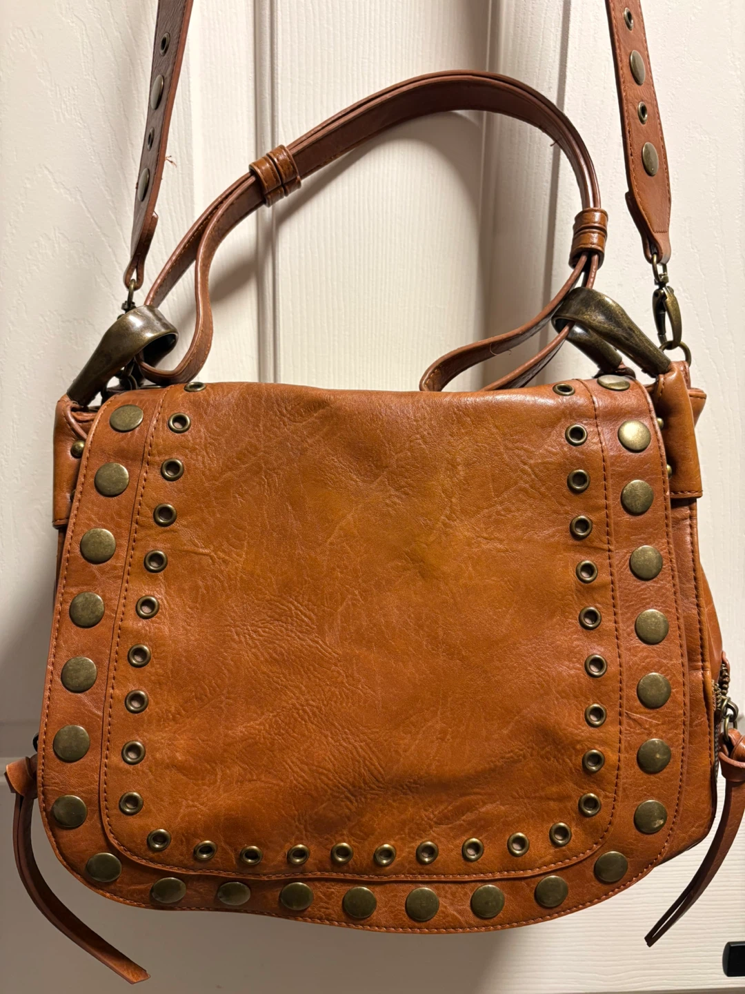 Steve Madden Brown Vegan Leather Shoulder Bag with Studs