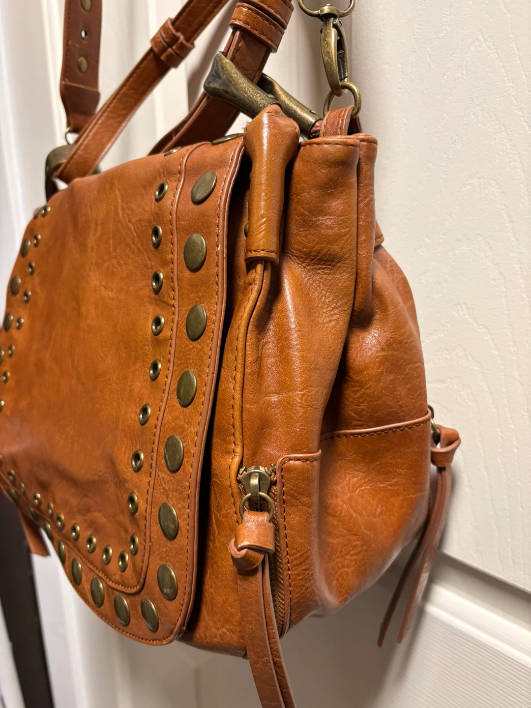 Steve Madden Brown Vegan Leather Shoulder Bag with Studs - photo 3