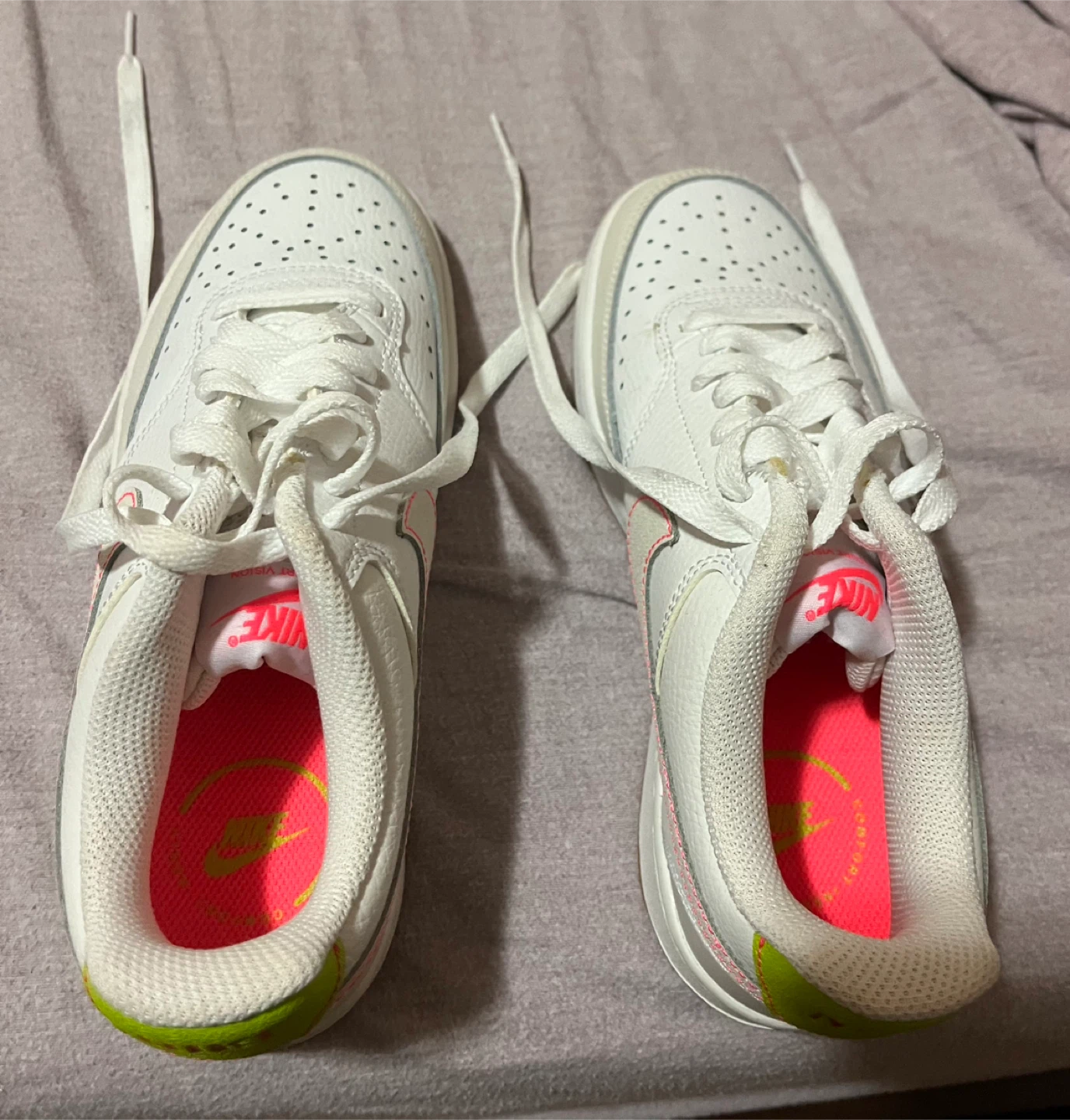 Nike Air Force 1 White Pink Green Sneakers - photo 2