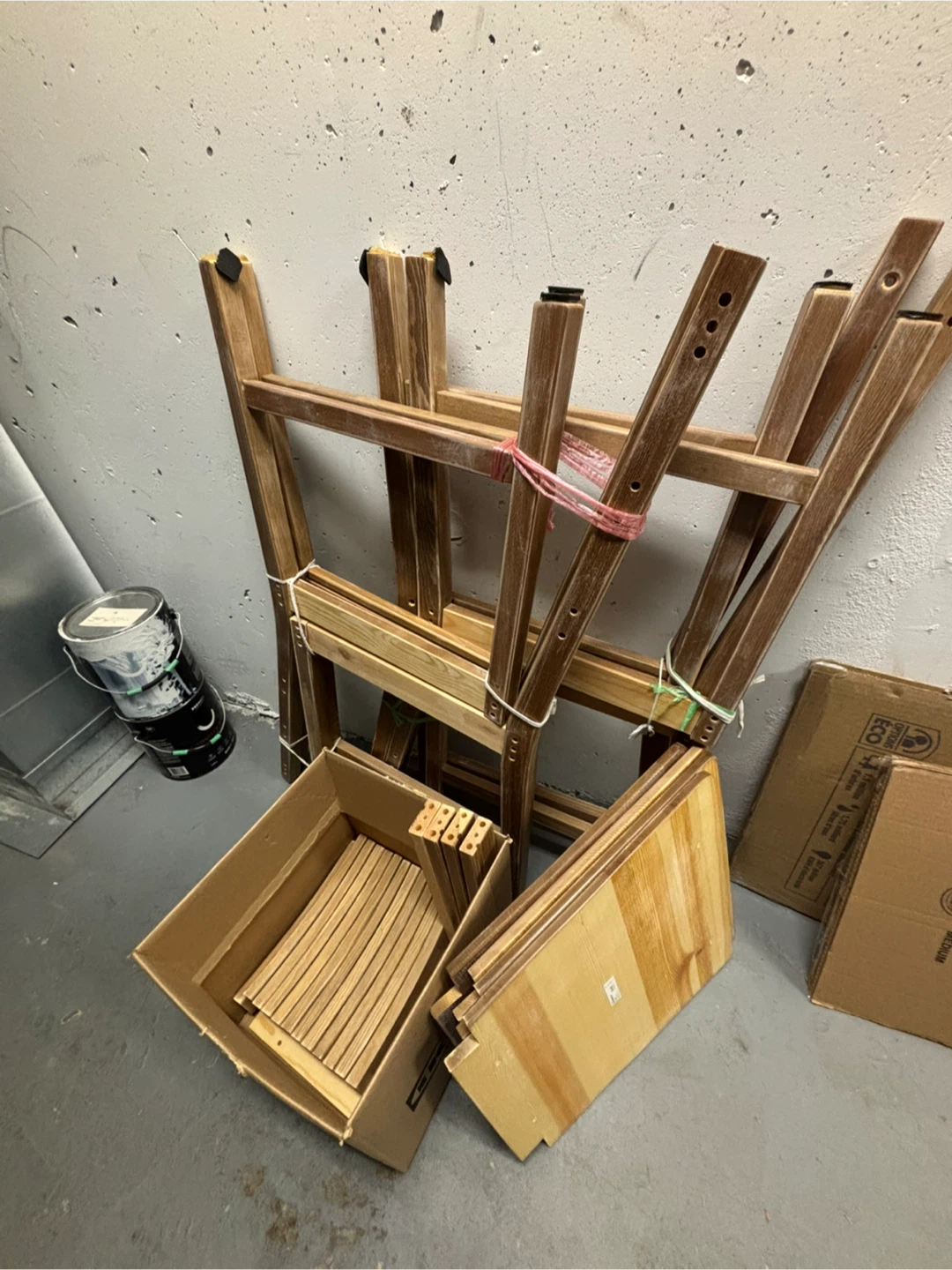 4x wooden ikea chairs in disassembled parts