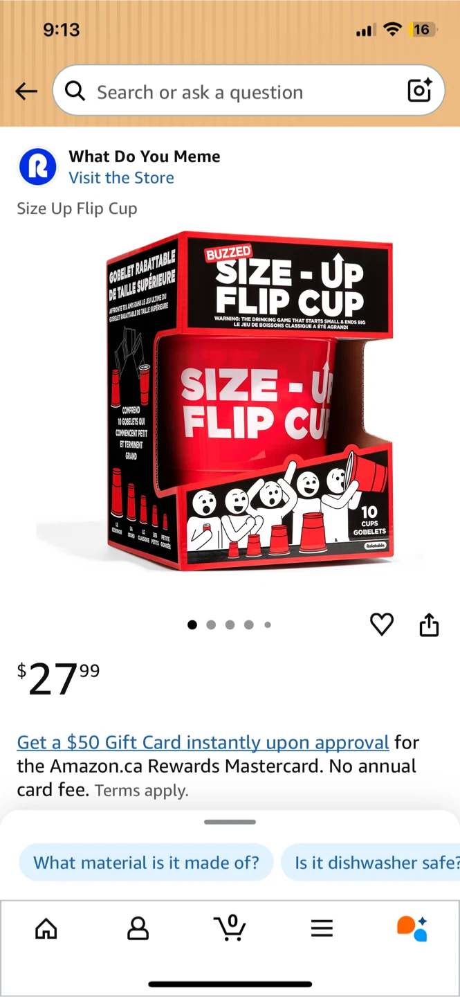 NEW! Size Up Flip Cup Game