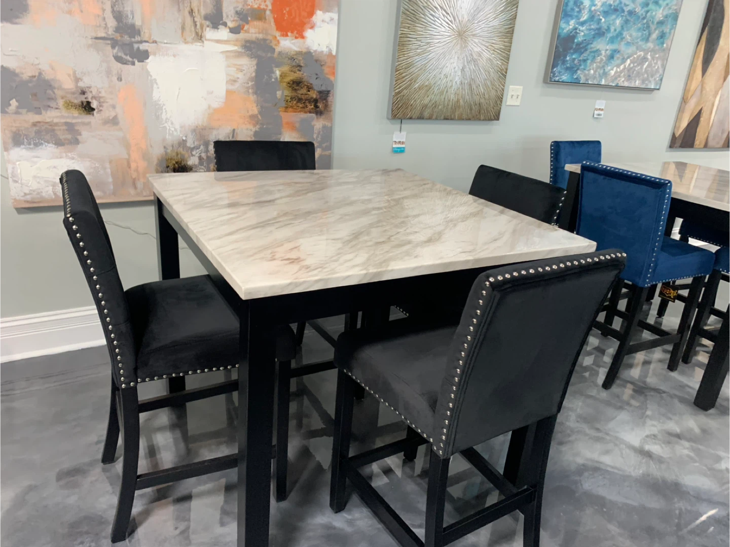 4-Piece Counter Height Dining Set with Marble-Look Top - photo 4