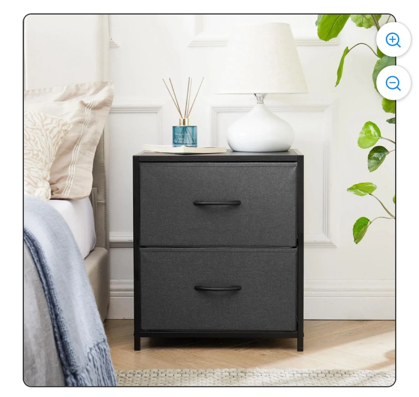 2-Drawer Fabric Nightstand