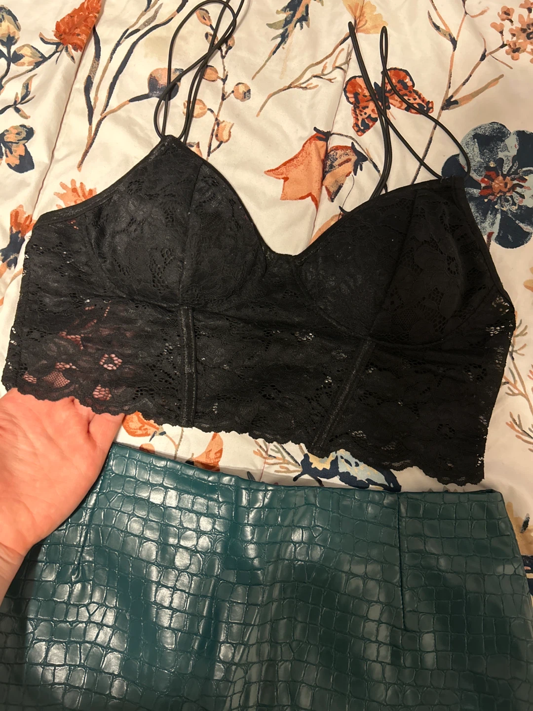 Bozzolo Black Lace Bralette & Dynamite Teal Skirt Set - photo 2