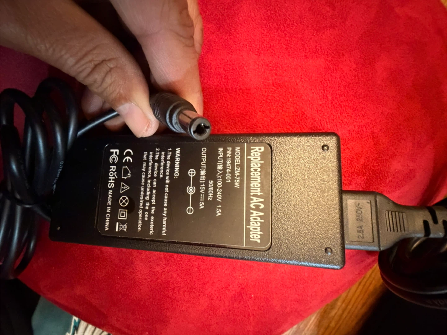 Replacement AC Adapter 75W Model ZM-75W
