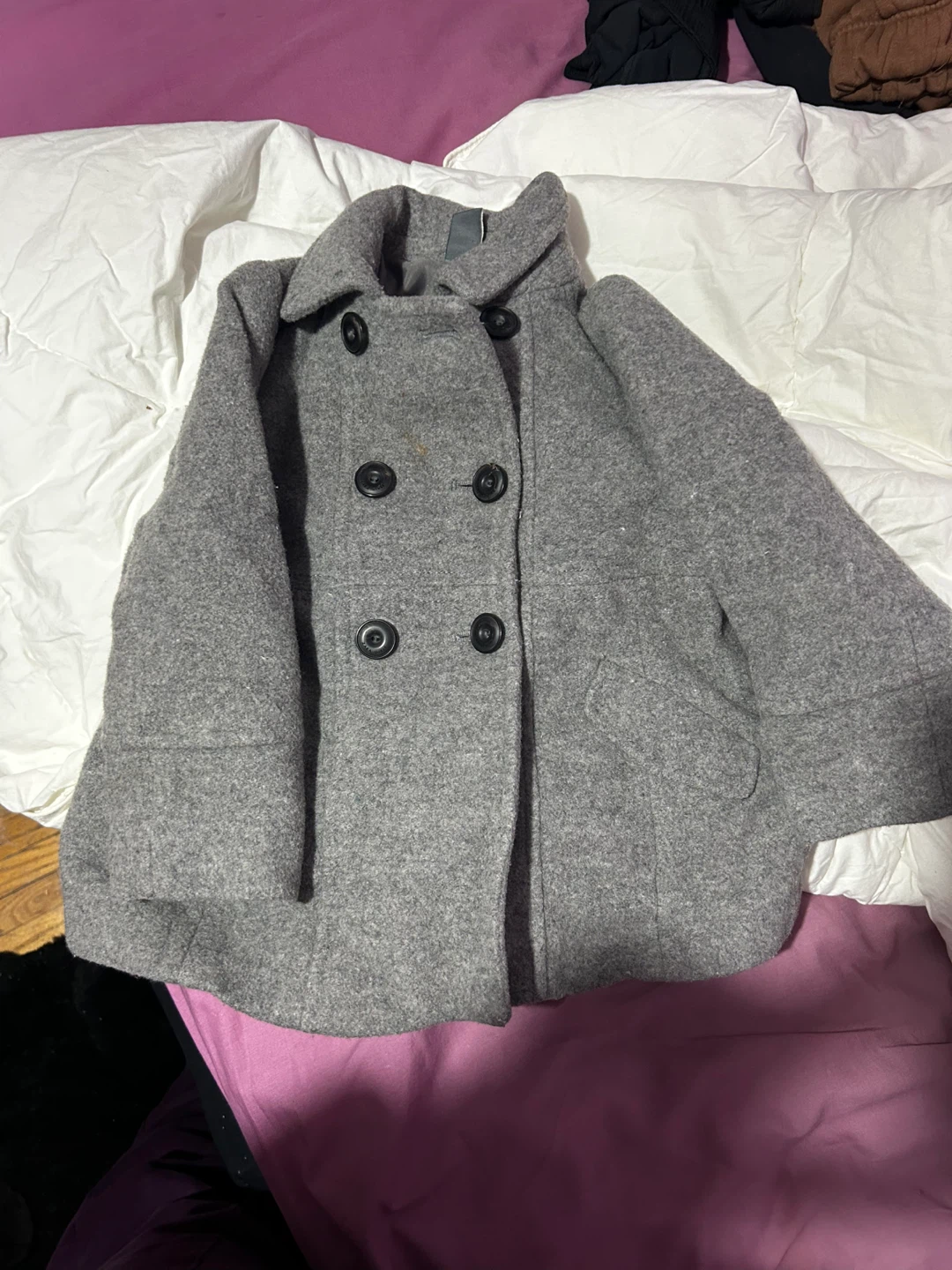 Grey Double-Breasted Peacoat 2-3t #freecycle