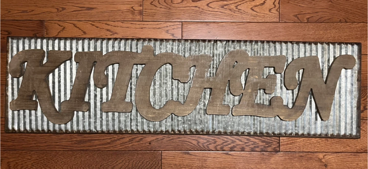 35” Metal and Wood Kitchen Sign
