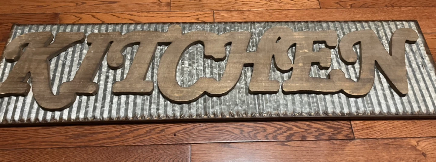 35” Metal and Wood Kitchen Sign - photo 2