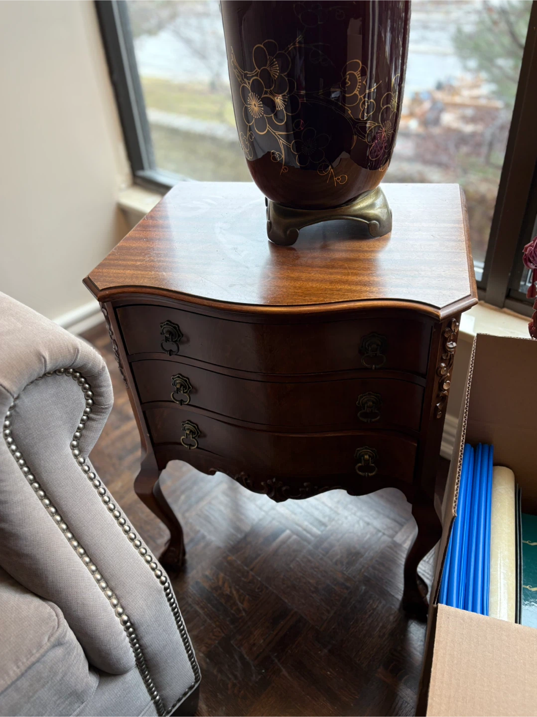 Vintage Wood Accent Table with Drawers