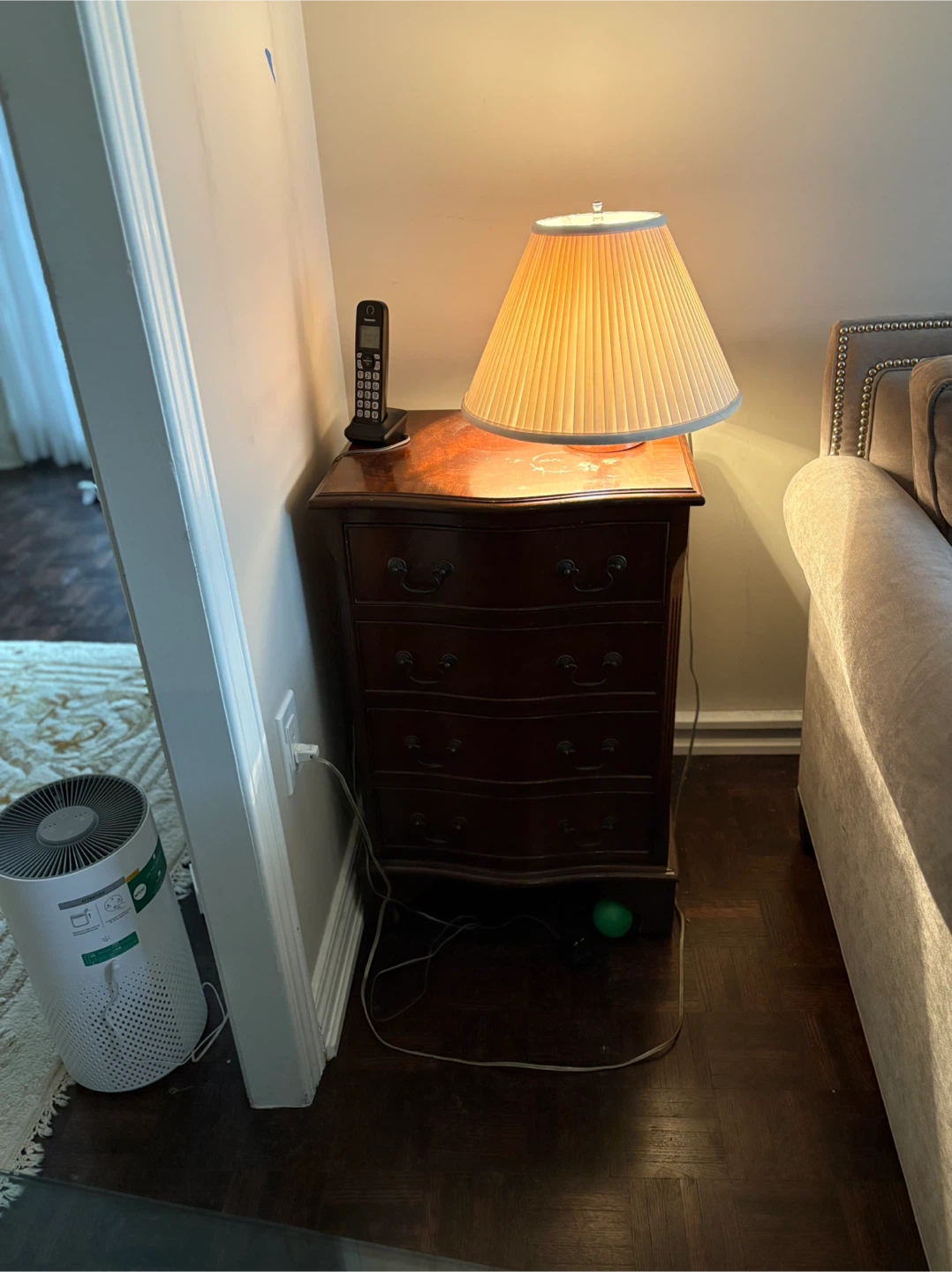 Solid Wood Nightstand with 5 Drawers