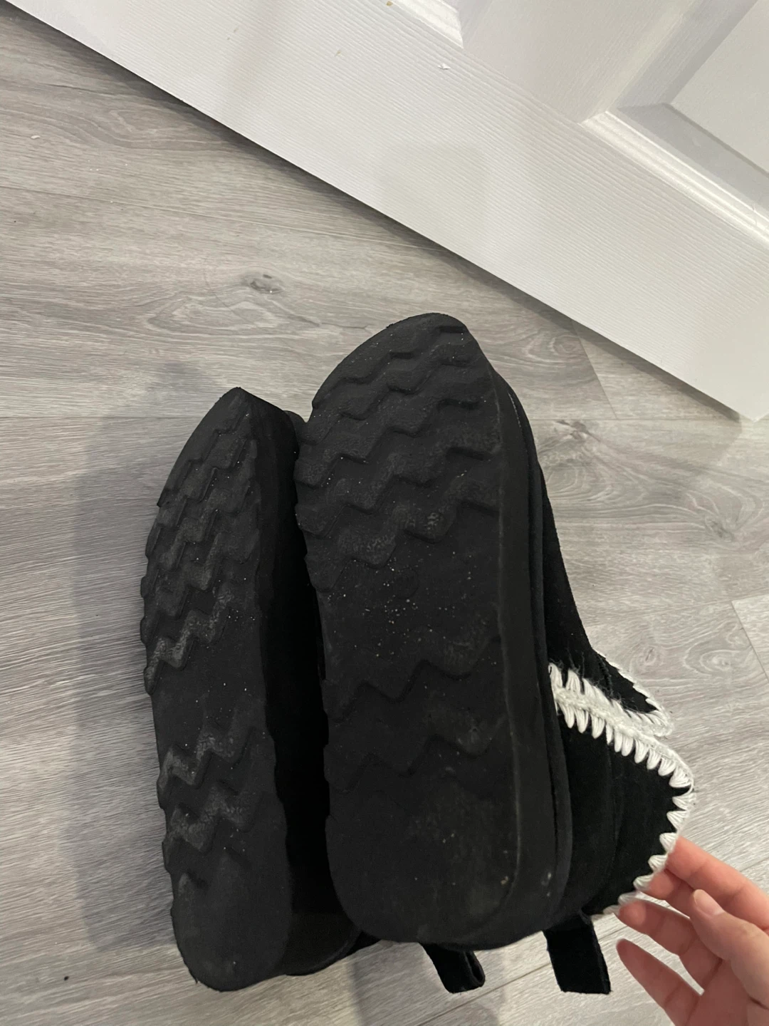 Black Suede Ankle Boots with Faux Fur Trim - photo 3