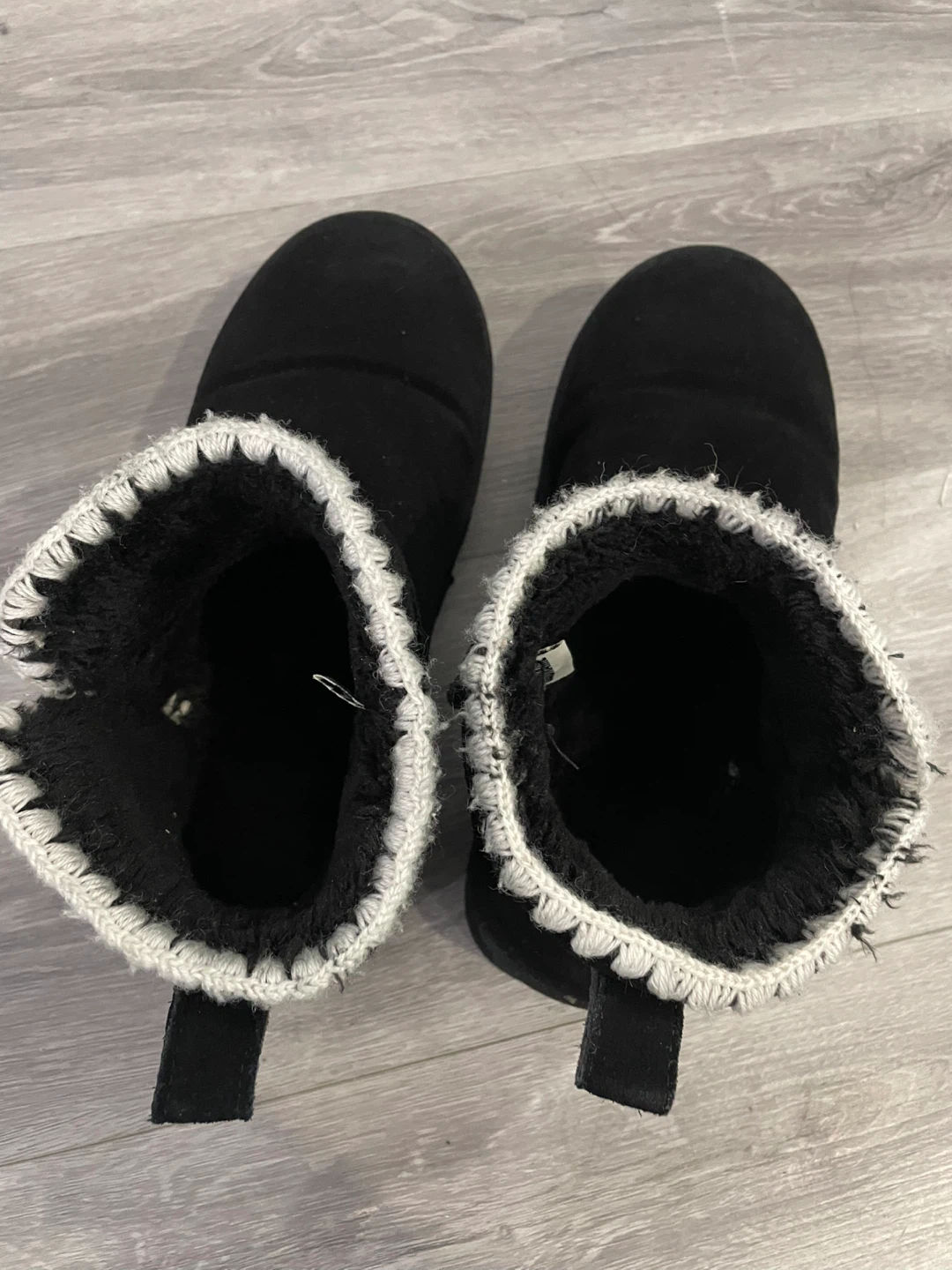 Black Suede Ankle Boots with Faux Fur Trim - photo 4