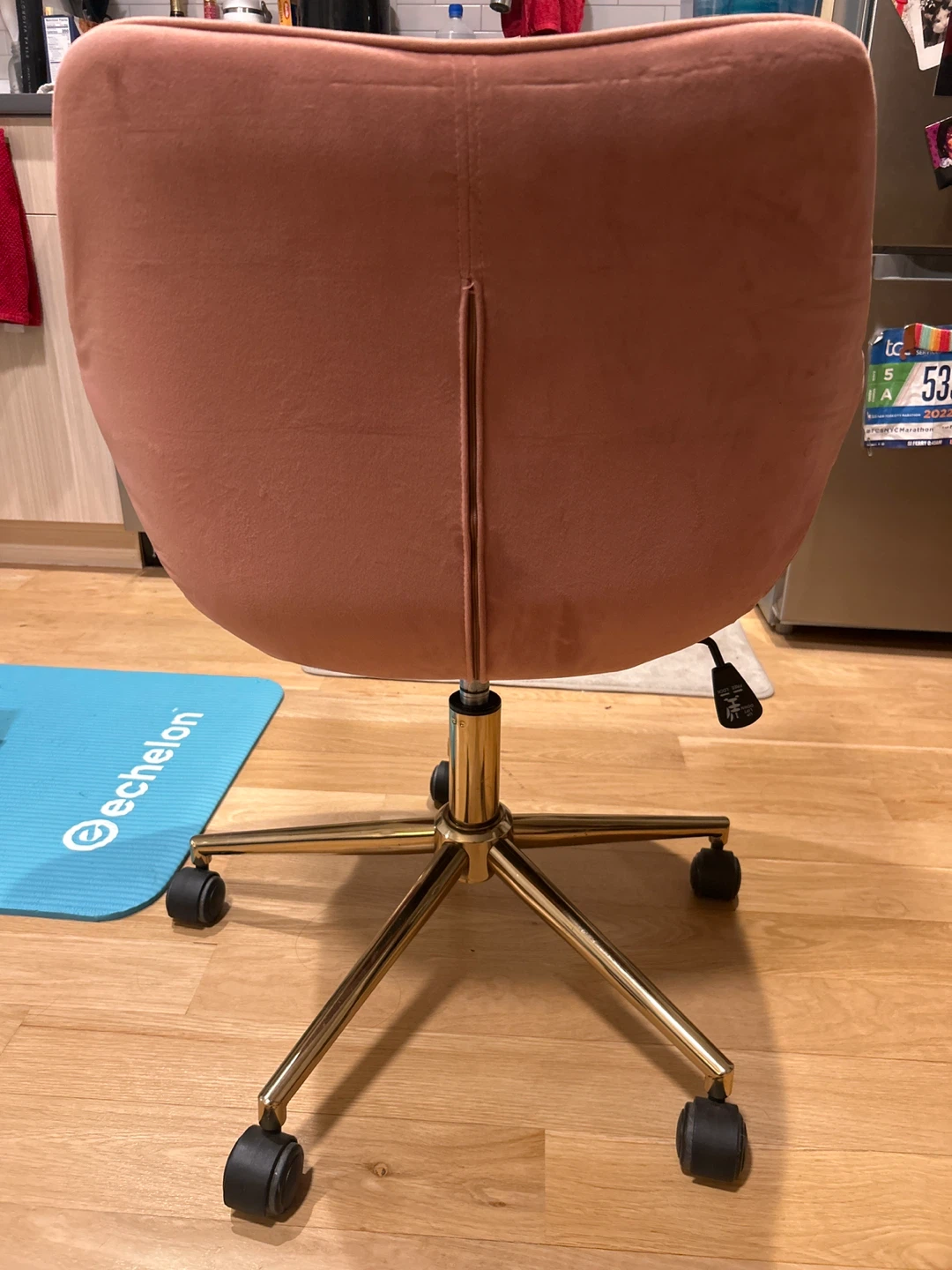 Height Adjustable Dusty Pink Desk Chair with Gold Legs - photo 2