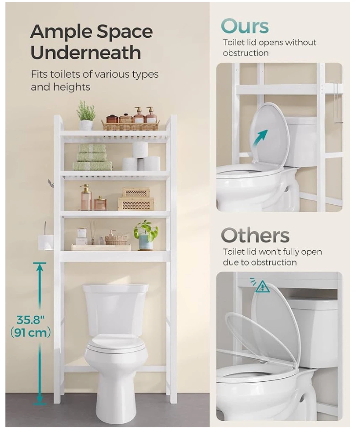 White 4-Tier Over-the-Toilet Storage Shelf - photo 4