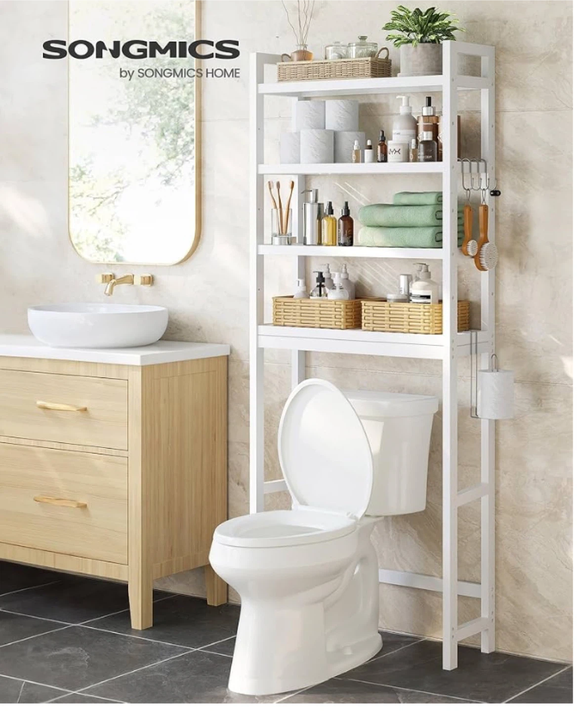 White 4-Tier Over-the-Toilet Storage Shelf - photo 2