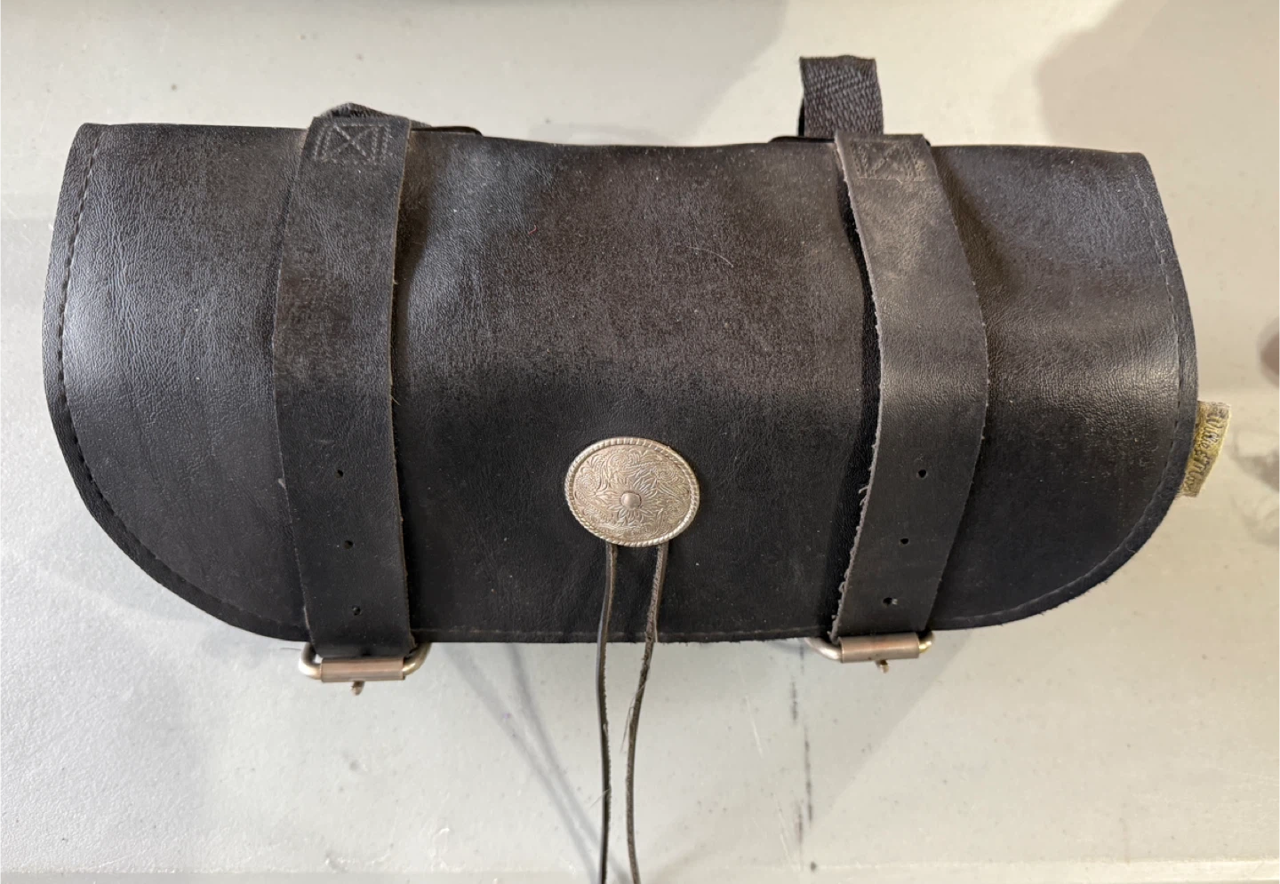 Black Leather Motorcycle Tool Roll Bag - photo 3