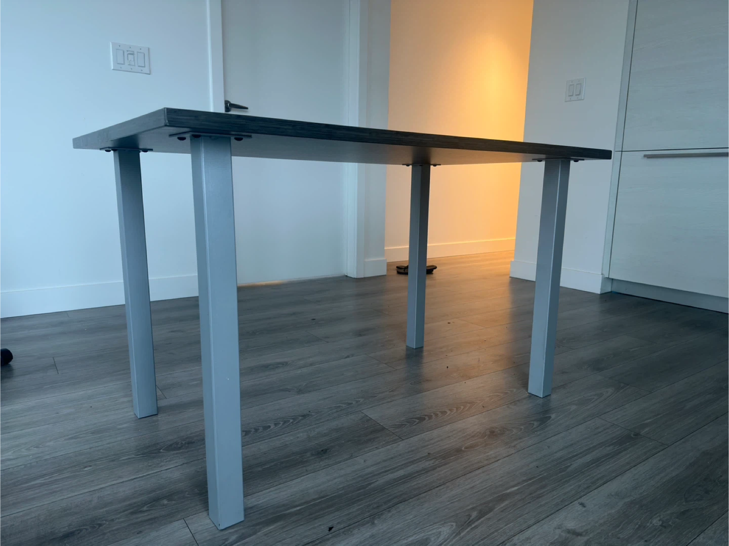Dark Wood Dining Table with Silver Legs - photo 2