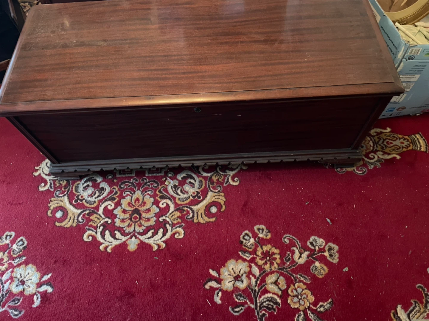 Antique Wooden Cedar Lined Storage Chest Trunk - photo 2
