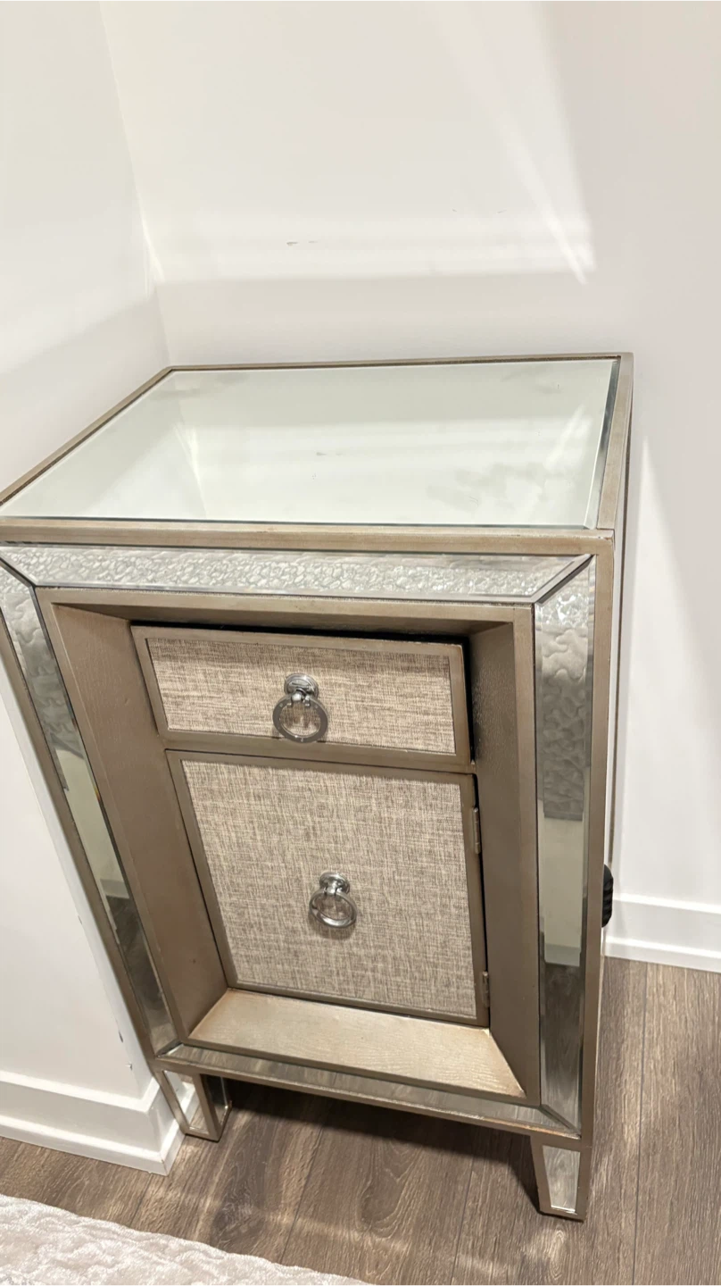 Mirrored Side Table with Drawer
