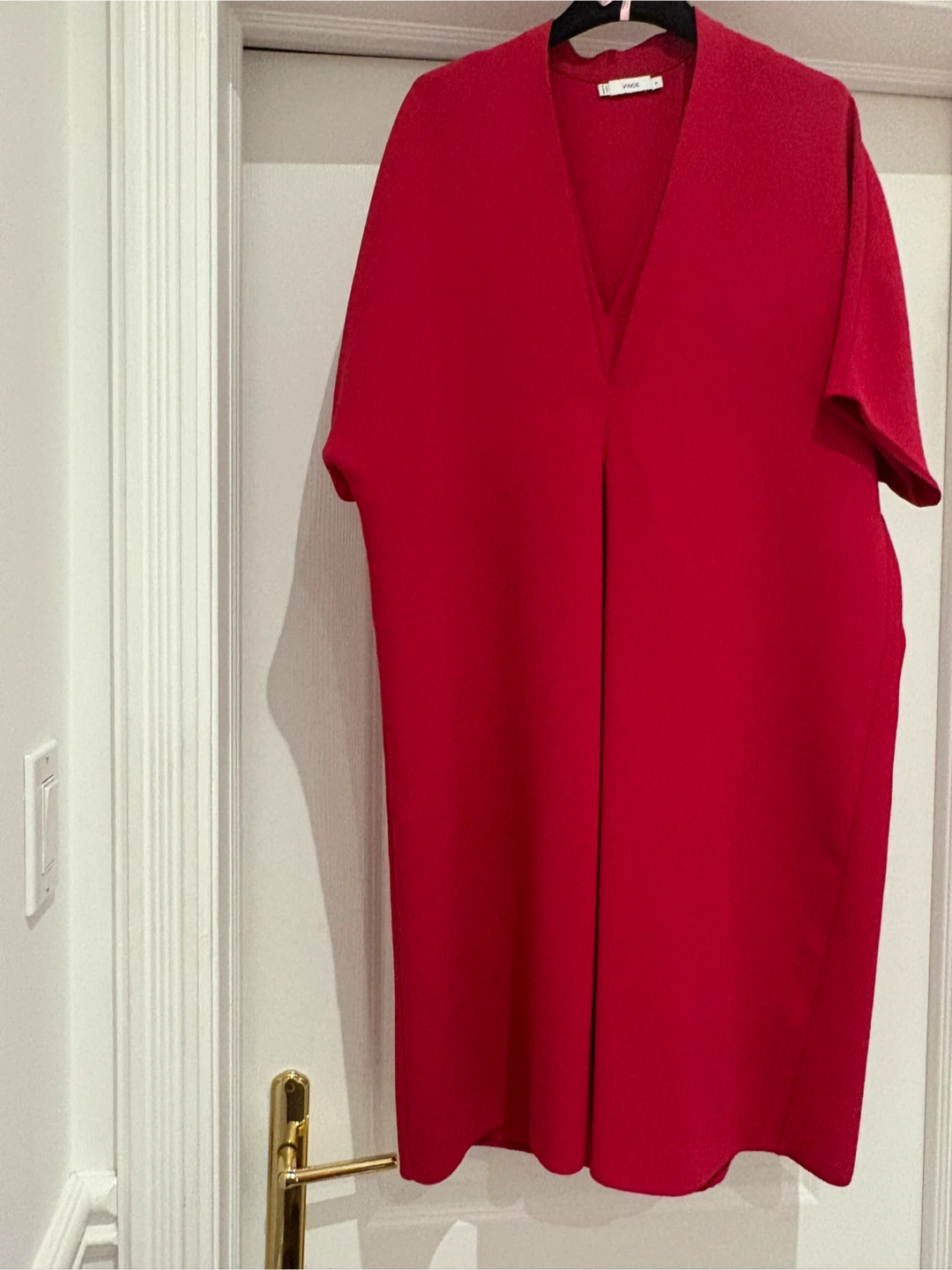 Vince Mango Red V-Neck Short Sleeve Dress - photo 2