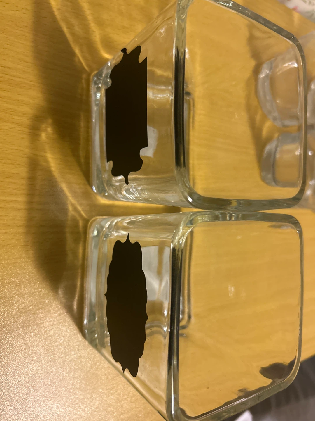 Set of 2 Glass Jars with Black Labels