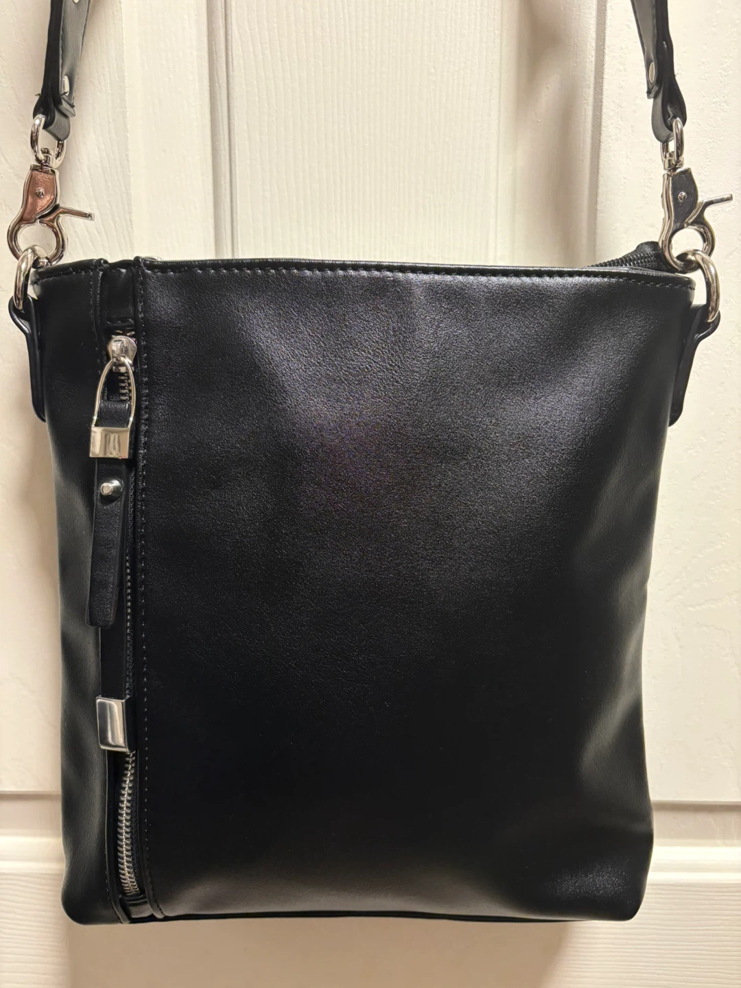 Sondra Roberts Black Vegan Leather Crossbody Bag