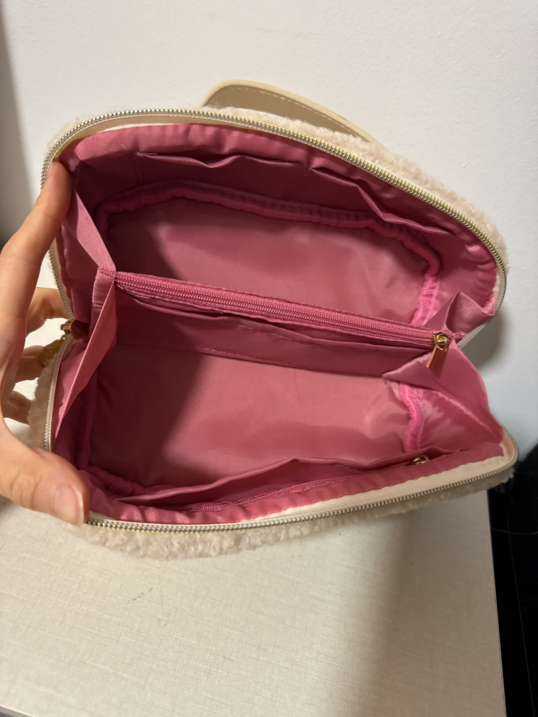 Cream Teddy Fleece Cosmetic Bag - photo 2