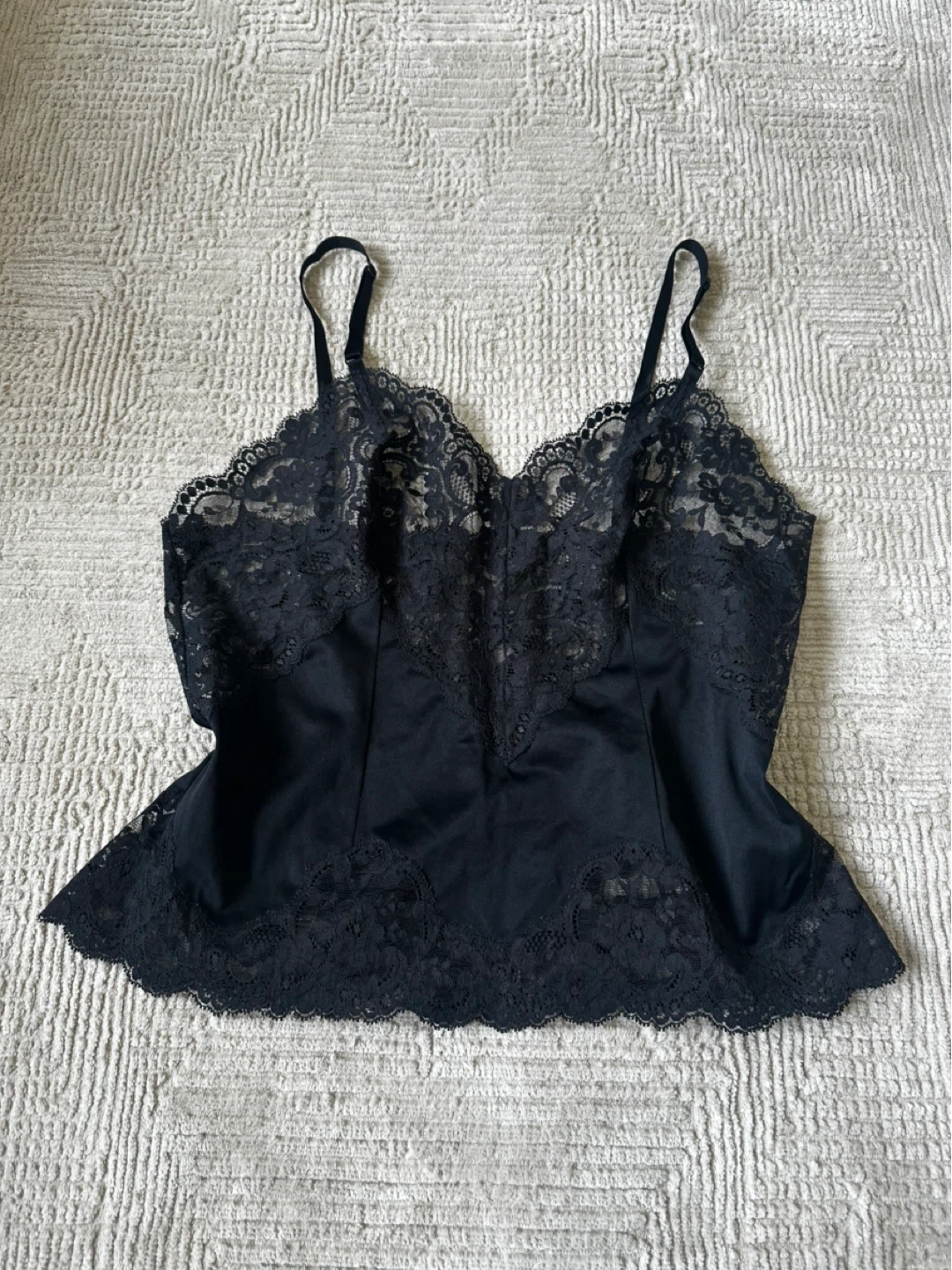 Vintage Black Lace Trim Camisole