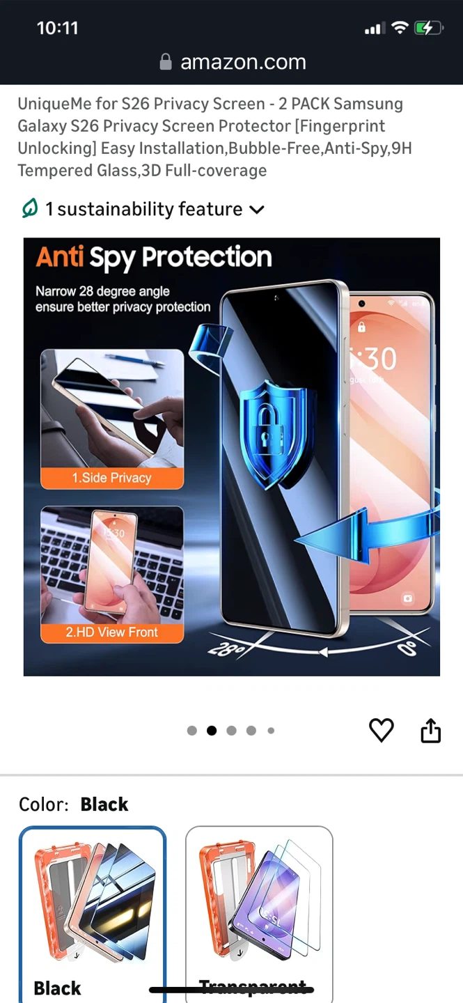 UniqueMe 2 Pack Samsung Galaxy S26 Privacy Screen Protector - photo 2