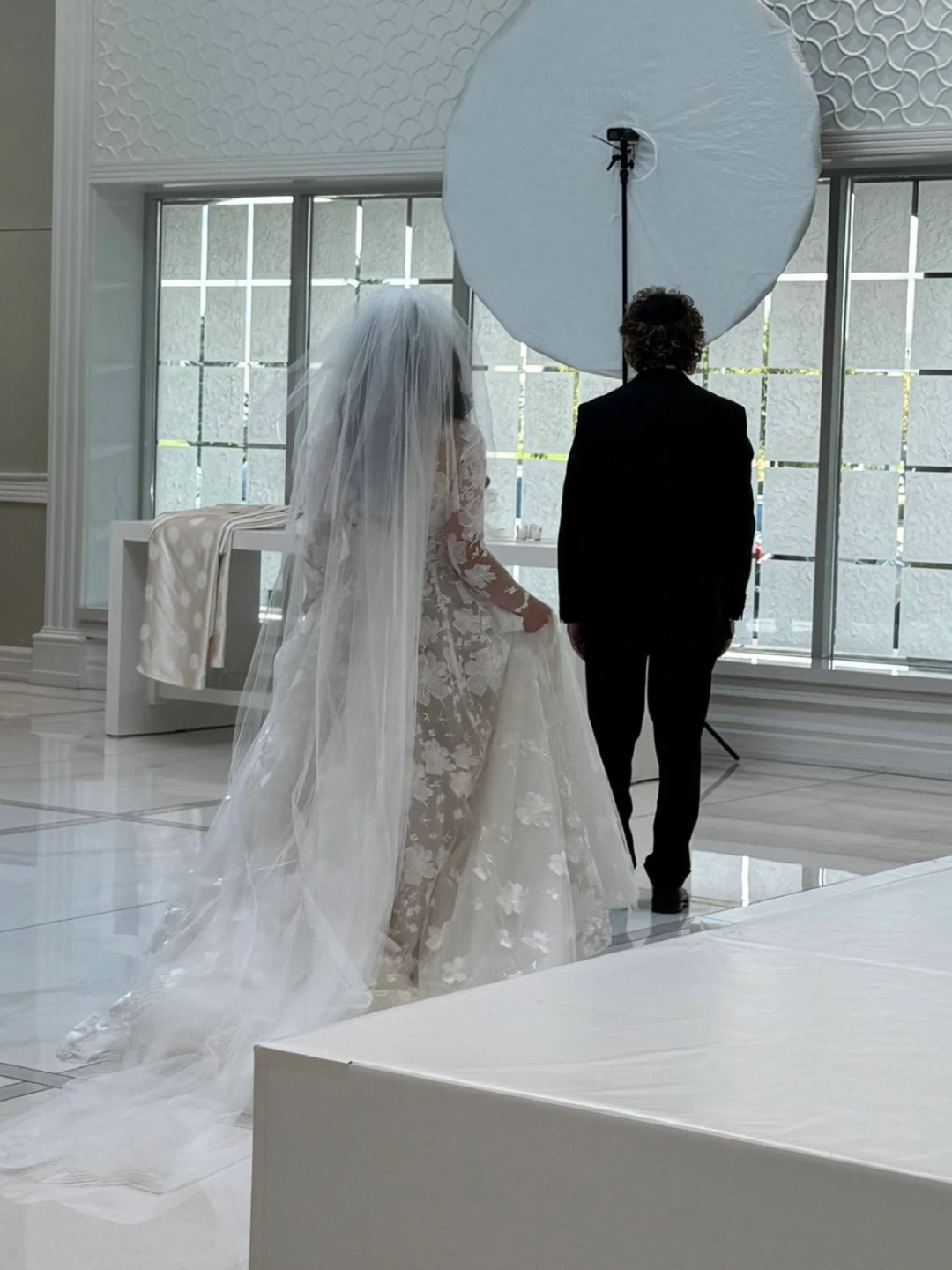 Wedding Dress with Floral Appliqué and Long Sleeves - photo 5