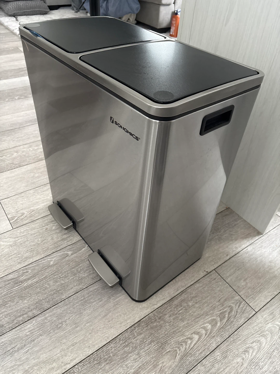 SONGMICS Stainless Steel Dual Compartment Trash Can