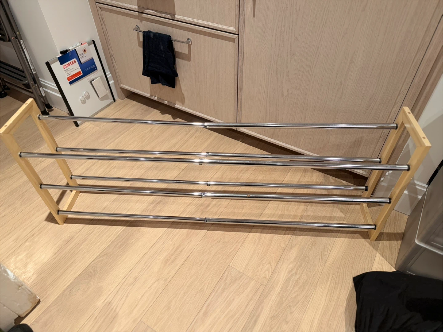 3-Tier Expandable Shoe Rack with Wooden Frame - photo 2
