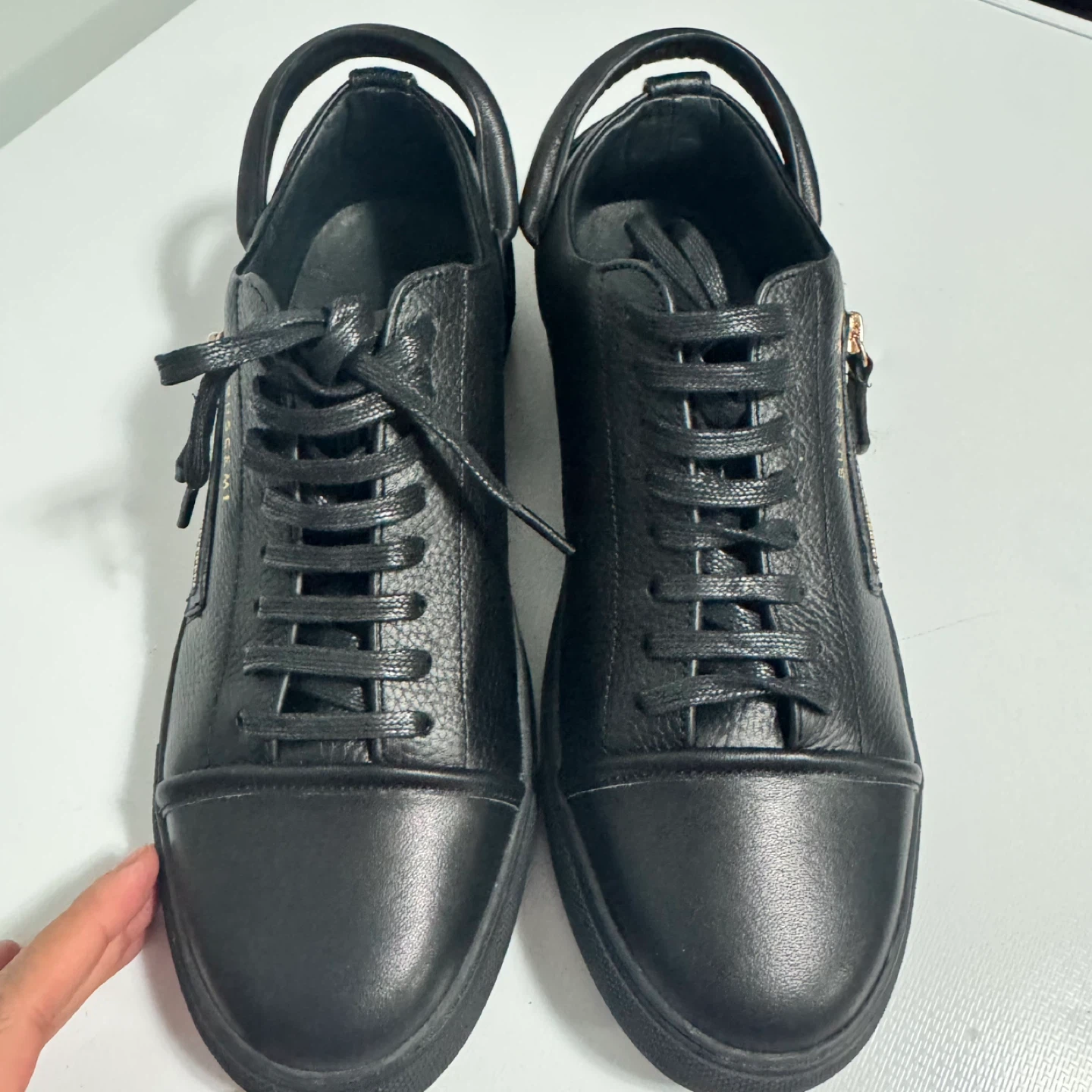 Buscemi Black Leather Zip Sneakers Size 43