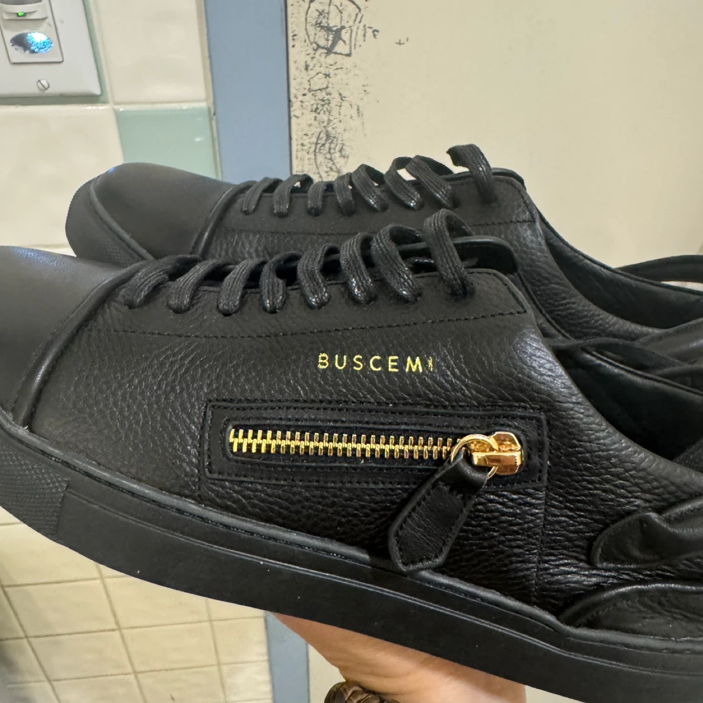Buscemi Black Leather Zip Sneakers Size 43 - photo 4