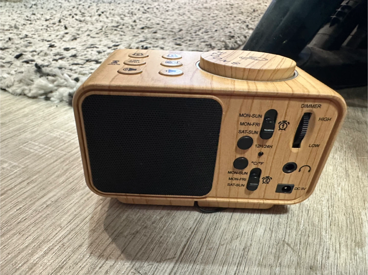 Wooden Digital Alarm Clock with Snooze Function