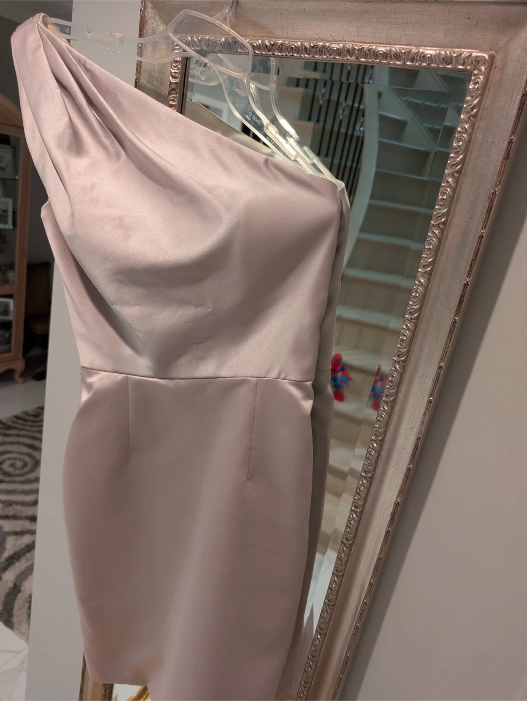 Badgley Mischka One Shoulder Satin Dress