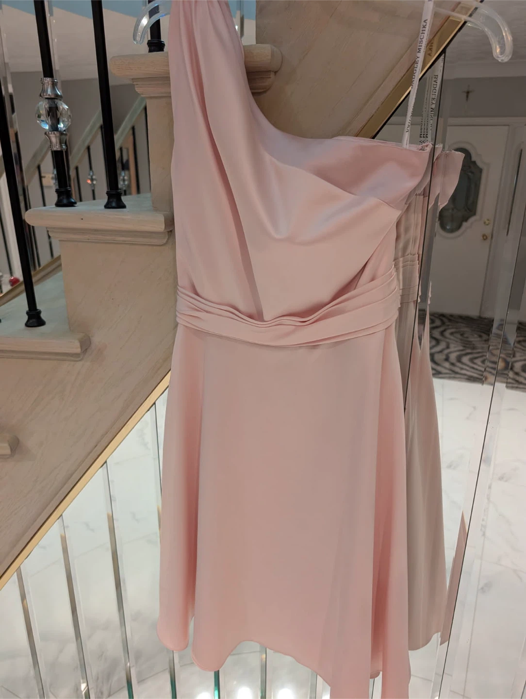 Badgley Mischka One-Shoulder Dress - Pink - photo 3