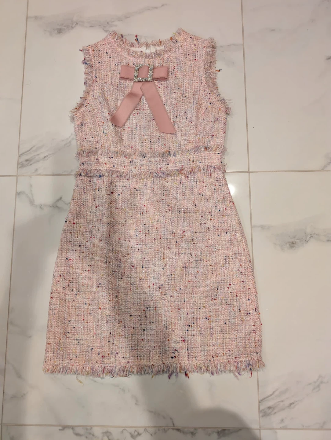 N.I.W.I.Y. Pink Tweed Dress with Bow Accent - photo 4