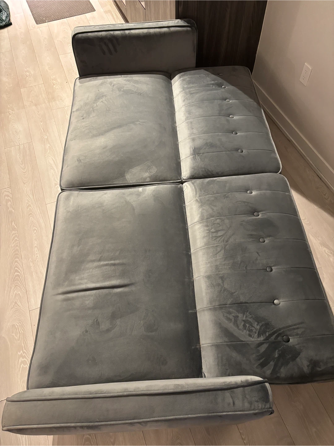 Grey Velvet Sofa Bed - photo 4