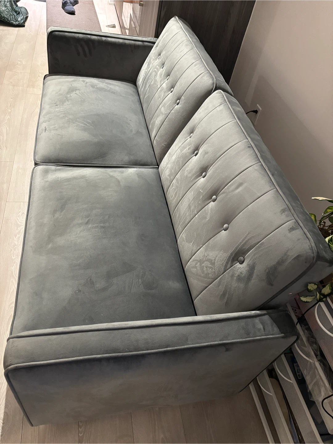 Grey Velvet Sofa Bed - photo 3